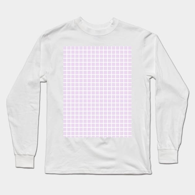 Lavender Purple and White Graph Grid Pattern Long Sleeve T-Shirt by squeakyricardo